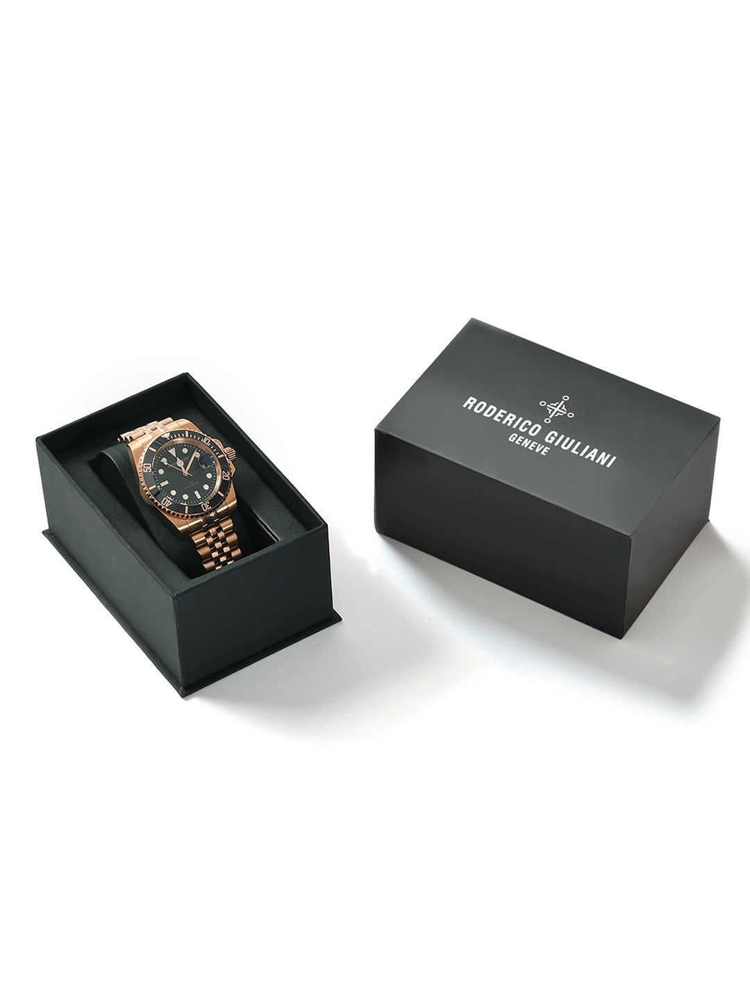 Black Dial Black Bezel Rose Gold Jubilee Bracelet Men's Analog Watch