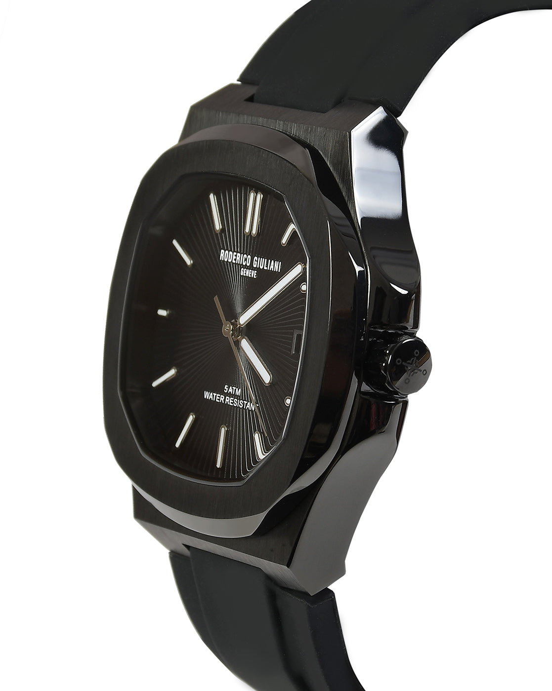 RODERICO GIULIANI ANALOG BLACK DIAL BLACK CASE BLACK SILICONE STRAP MEN'S WATCH MSLA-7702