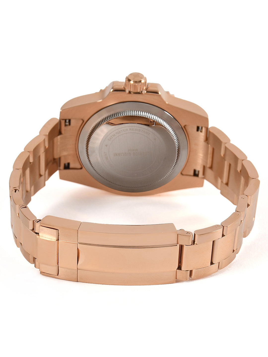 RODERICO GIULIANI ANALOG BLACK DIAL ROSE GOLD CASE BLACK BEZEL STEEL BRACELET MEN'S WATCH MSTA-7405