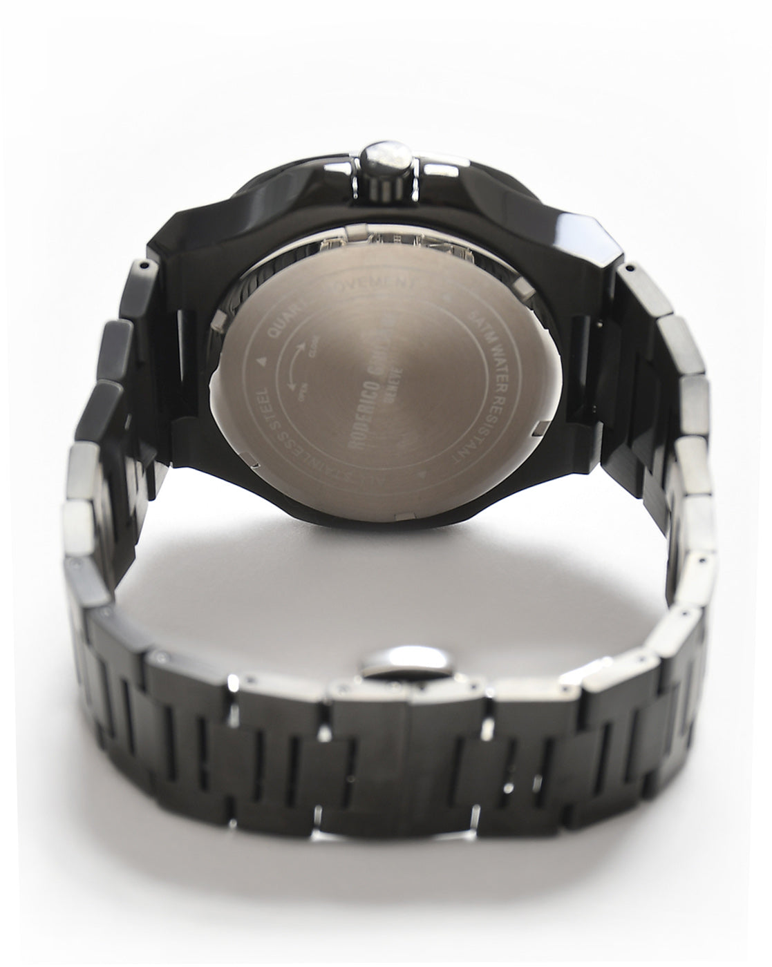 RODERICO GIULIANI ANALOG BLACK DIAL BLACK CASE BLACK STEEL BRACELET MEN'S WATCH MSTA-7702