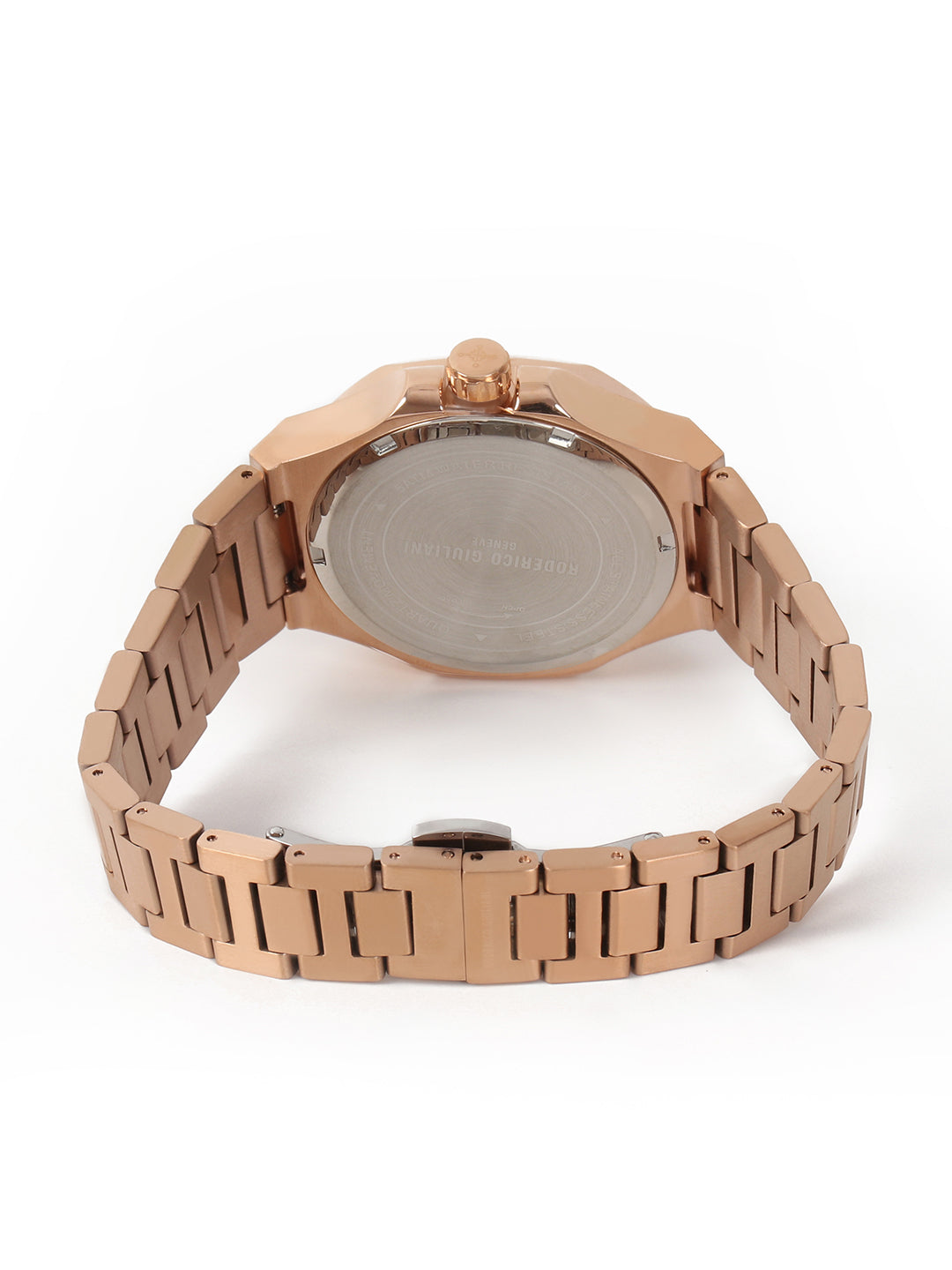 RODERICO GIULIANI ANALOG BROWN DIAL ROSE-GOLD STEEL BRACELET WOMEN'S WATCH WSTA-7704