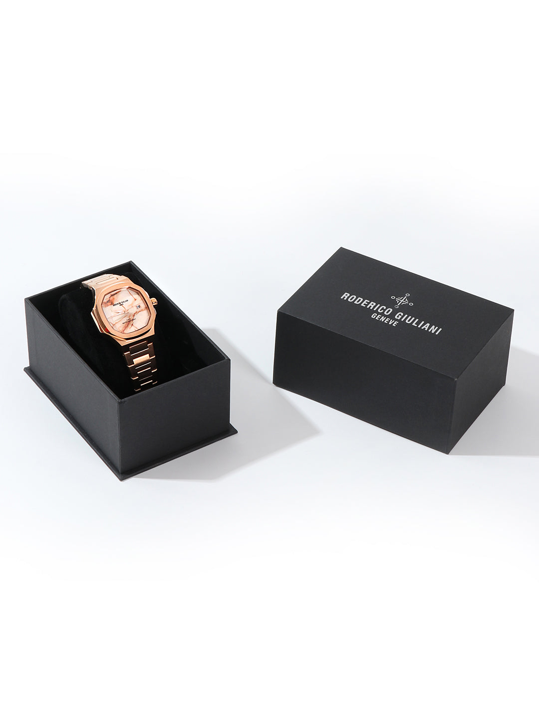 RODERICO GIULIANI ANALOG BROWN DIAL ROSE-GOLD STEEL BRACELET WOMEN'S WATCH WSTA-7704