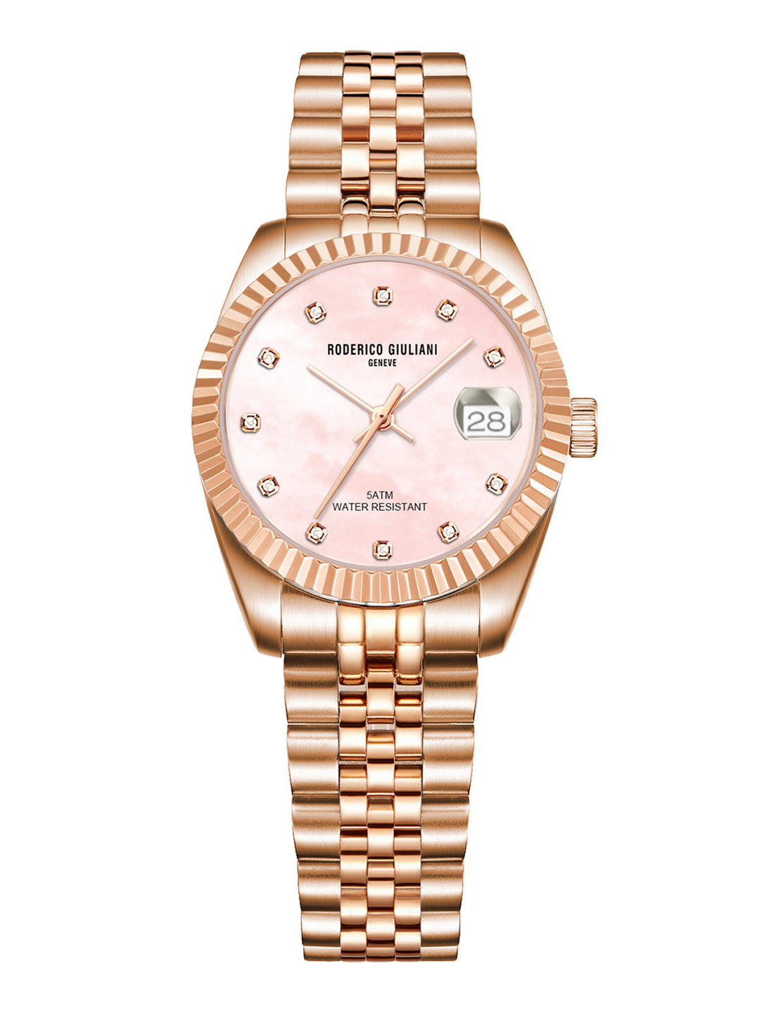 RODERICO GIULIANI ANALOG PINK DIAL ROSE GOLD STEEL BRACELET WOMEN'S WATCH WSTA-7903