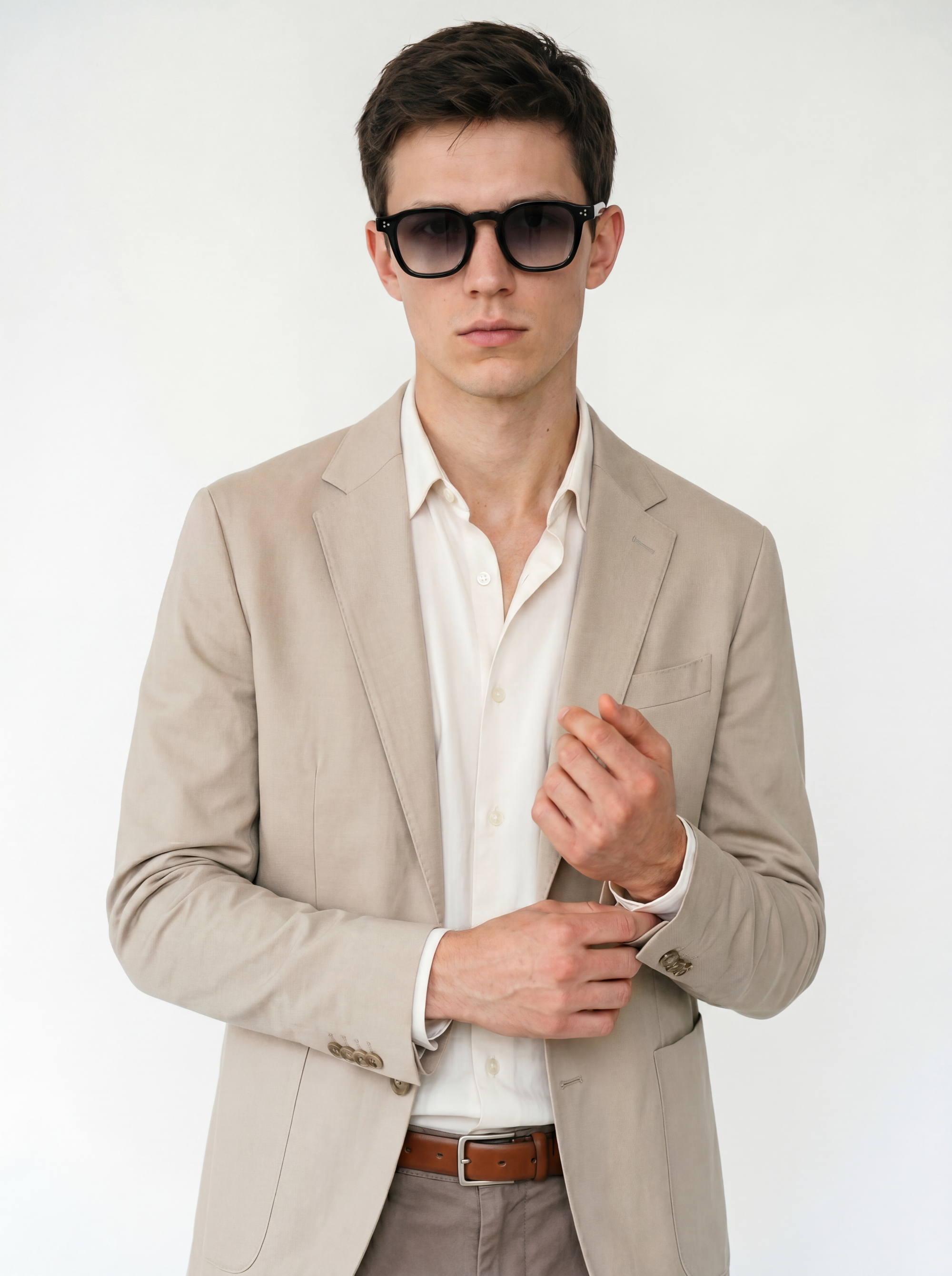 Black Acetate Frame Grey Polarised Men's Sunglasses