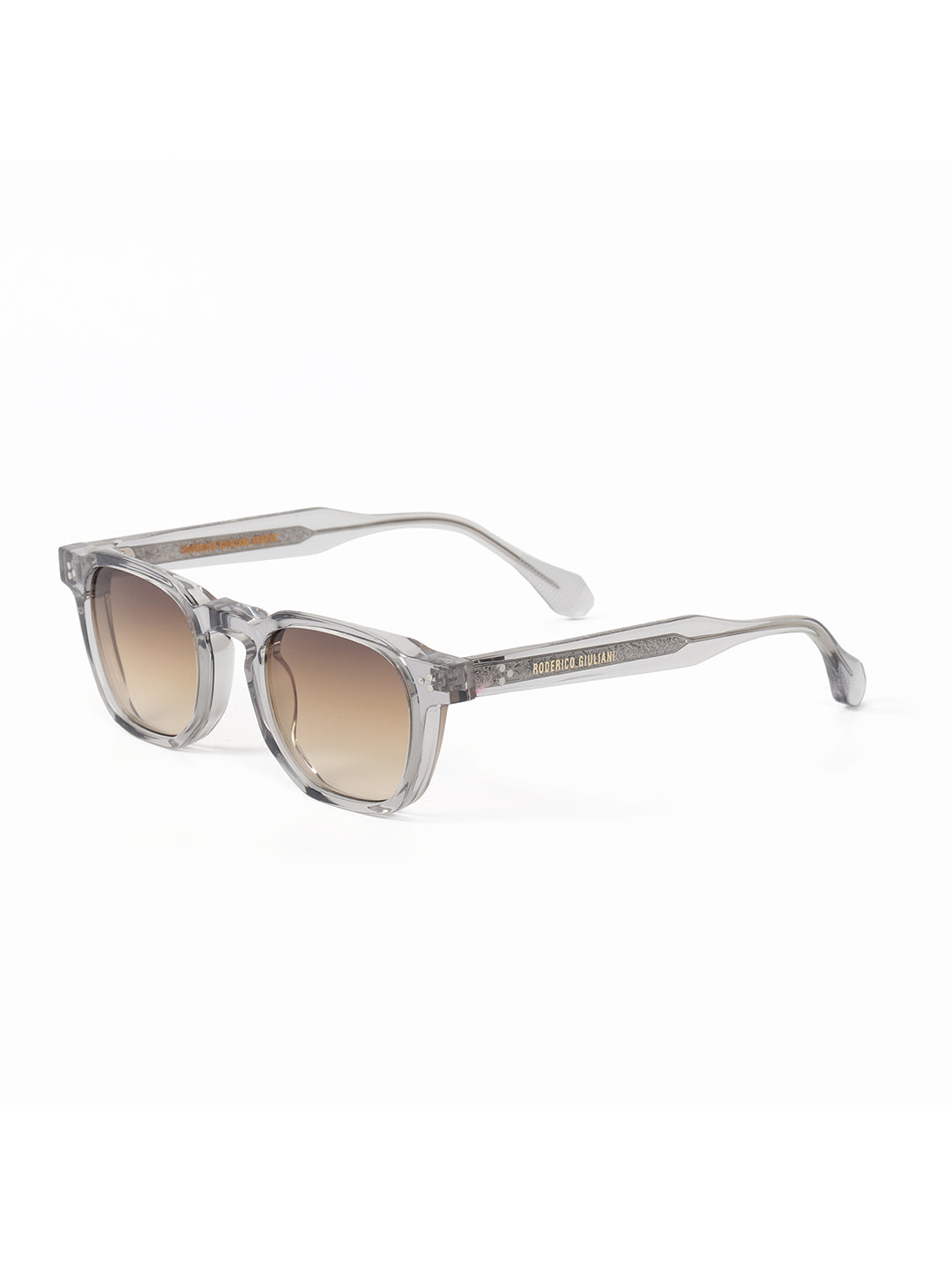 White Acetate Frame Brown Polarised Men's Sunglasses