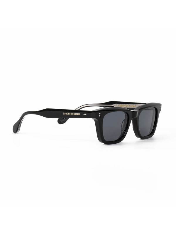 Black Acetate Frame Grey Polarised Men's Sunglasses