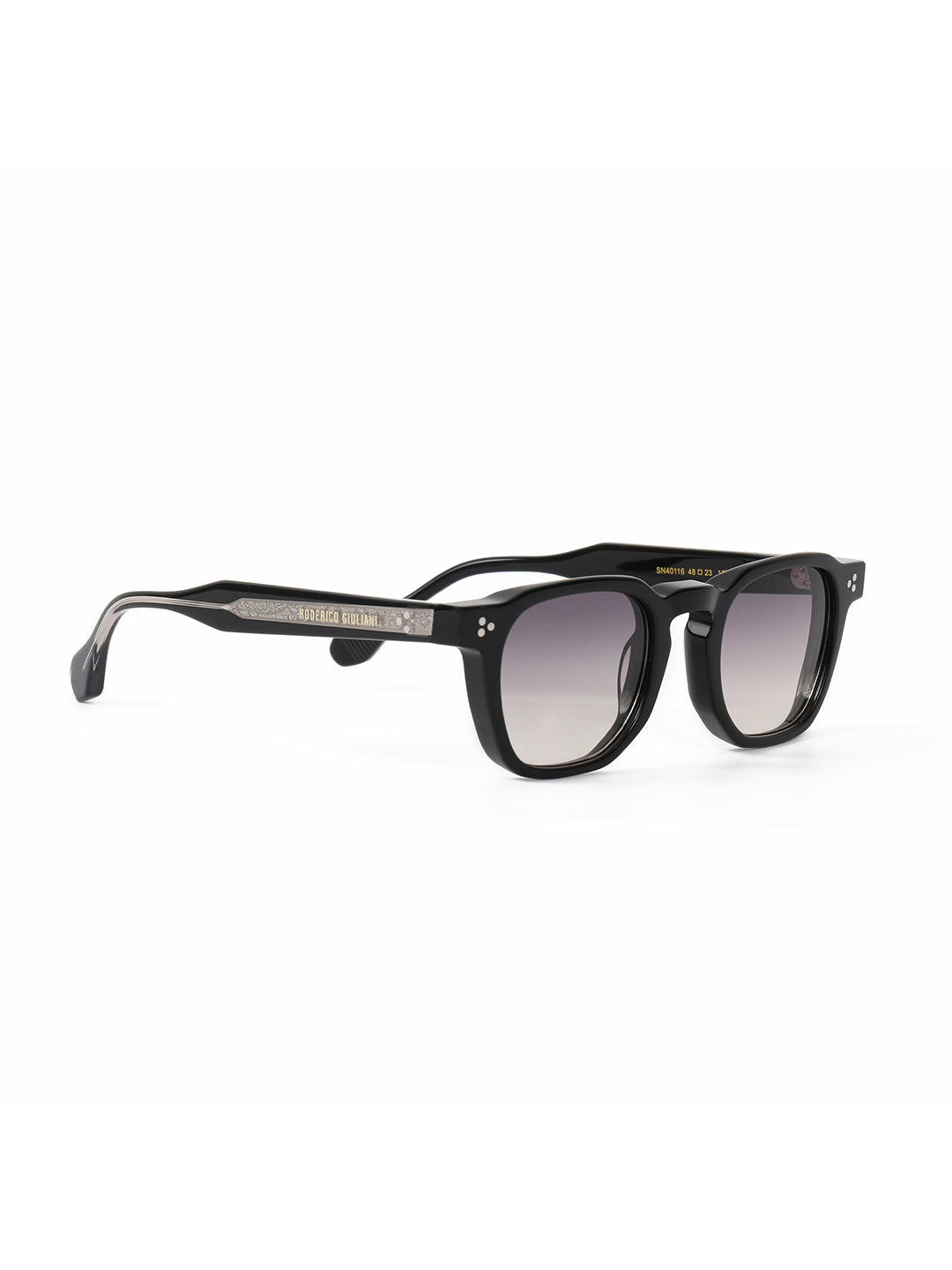Black Acetate Frame Grey Polarised Men's Sunglasses