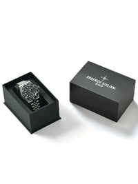 Black Dial Black Bezel Silver Jubilee Bracelet Men's Analog Watch