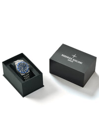 Blue Dial Blue Bezel Silver Jubilee Bracelet Men's Analog Watch