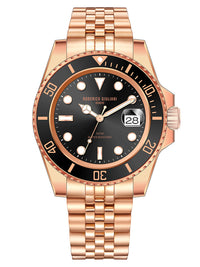 Black Dial Black Bezel Rose Gold Jubilee Bracelet Men's Analog Watch