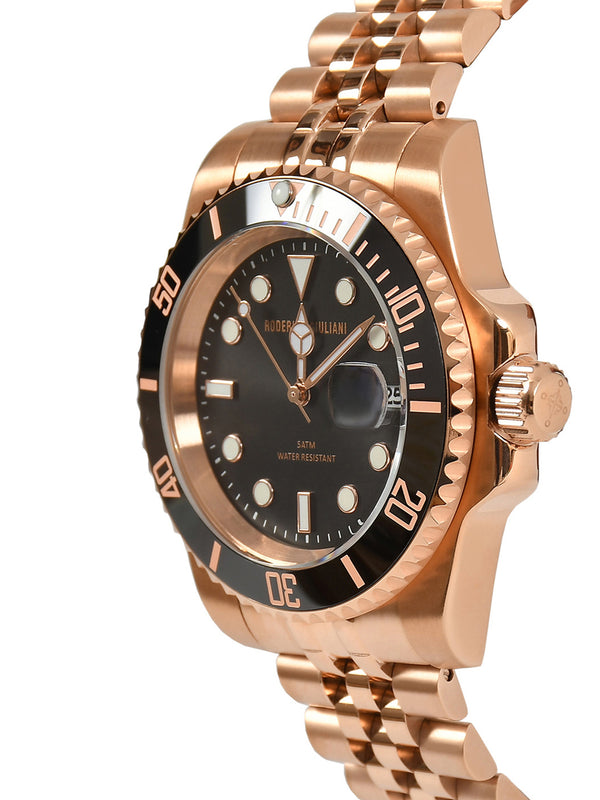 Black Dial Black Bezel Rose Gold Jubilee Bracelet Men's Analog Watch