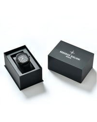 Black Dial Black Case Black Leather Strap Men's Analog Watch