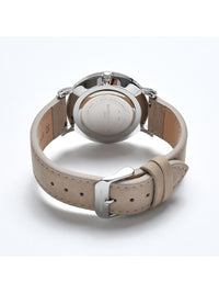 Black Dial Silver Case Beige Suede Leather Strap Men's Analog Watch