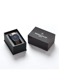 Black Dial Silver Case Beige Suede Leather Strap Men's Analog Watch