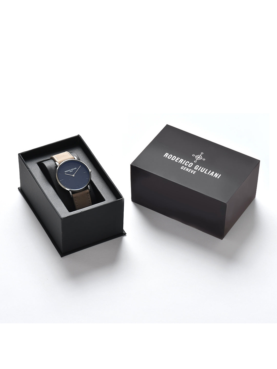 Black Dial Silver Case Beige Suede Leather Strap Men's Analog Watch