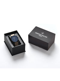 Black Dial Black Case Beige Suede Leather Strap Men's Analog Watch