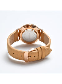Black Dial Rose Gold Case Camel Suede Leather Strap Men's Analog Watch