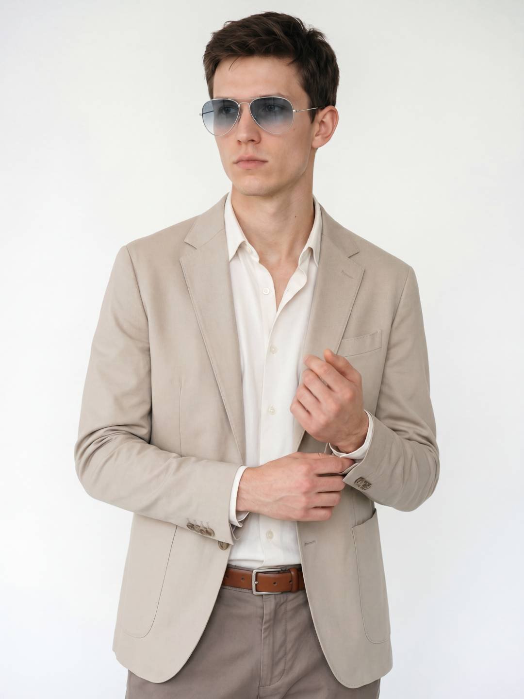 Silver Metal Frame Grey Gradient Glass Polarised Men's Sunglasses