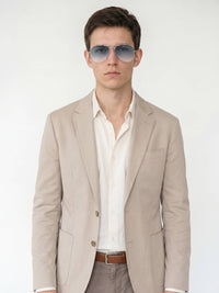Silver Metal Frame Grey Gradient Glass Polarised Men's Sunglasses
