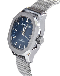 Blue Dial Silver Mesh Strap Men's Analog Watch