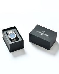 Blue Dial Silver Mesh Strap Men's Analog Watch