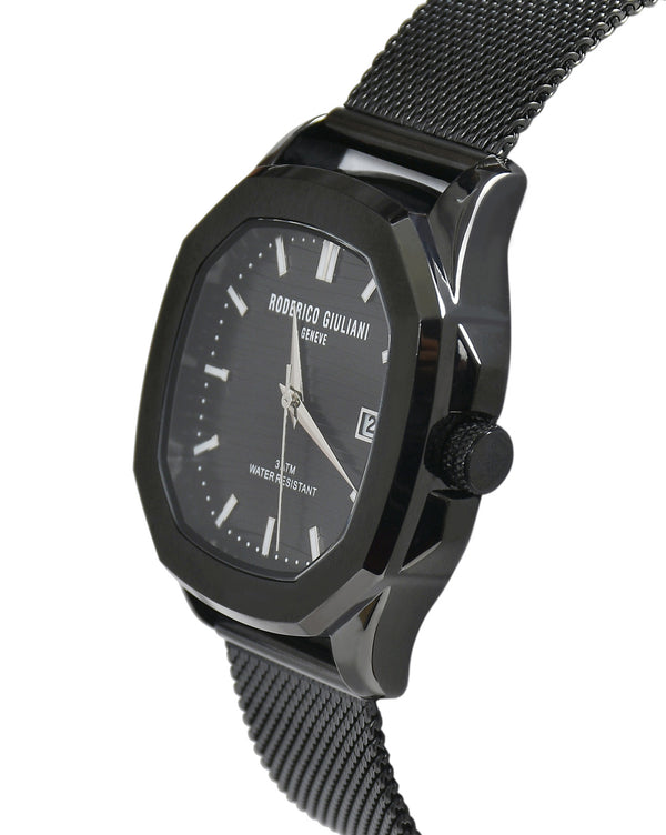 Black Dial Black Mesh Strap Men's Analog Watch