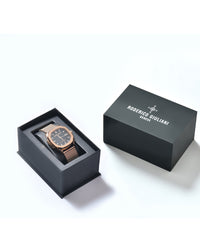 Black Dial Rose Gold Mesh Strap Men's Analog Watch
