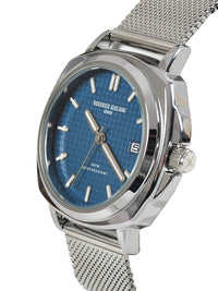 Blue Dial Silver Mesh Strap Men's Analog Watch