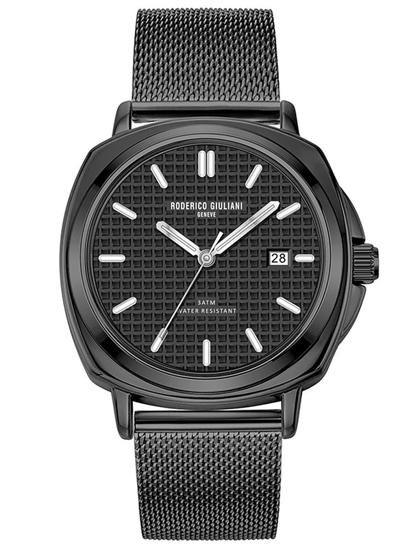 Black Dial Black Mesh Strap Men's Analog Watch