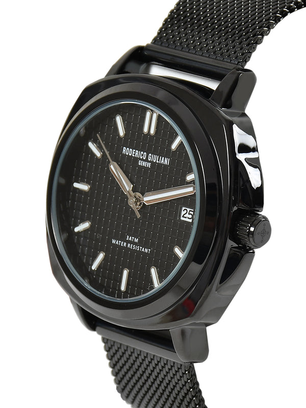 Black Dial Black Mesh Strap Men's Analog Watch