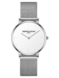 White Dial Silver Mesh Strap Men's Analog Watch