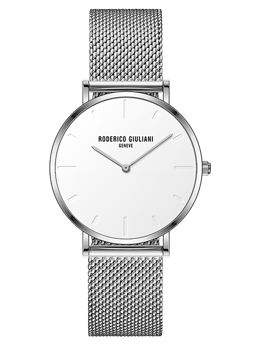 White Dial Silver Mesh Strap Men's Analog Watch