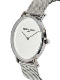 White Dial Silver Mesh Strap Men's Analog Watch