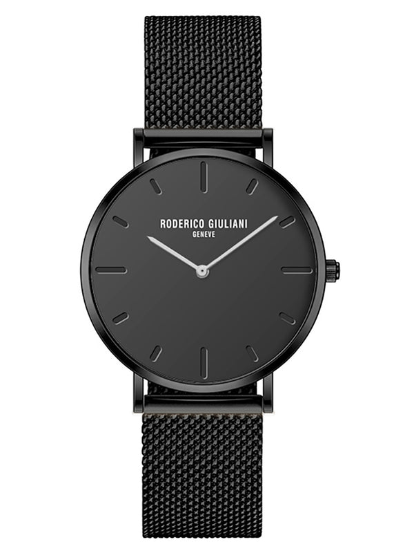 Black Dial Black Mesh Strap Men's Analog Watch