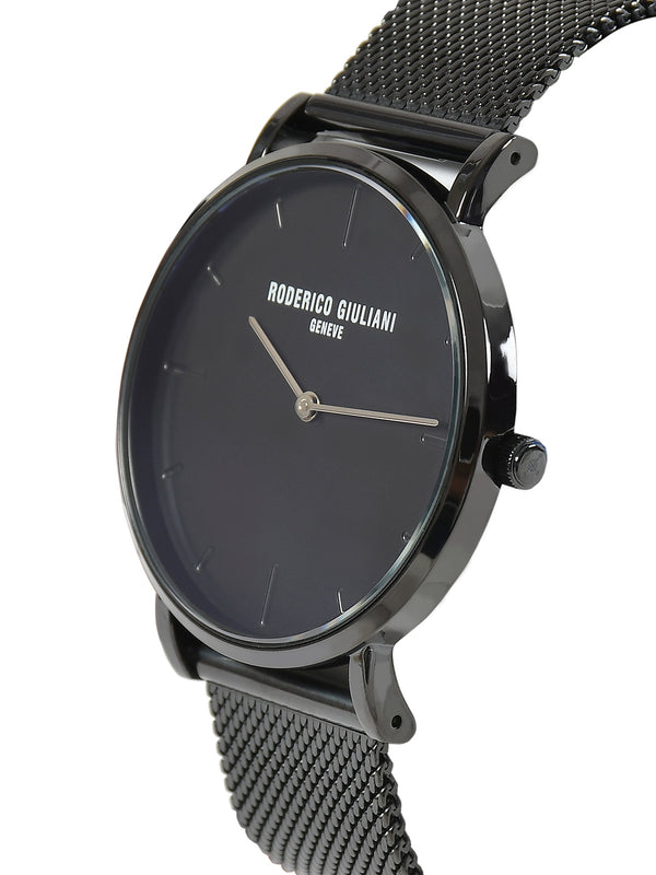 Black Dial Black Mesh Strap Men's Analog Watch