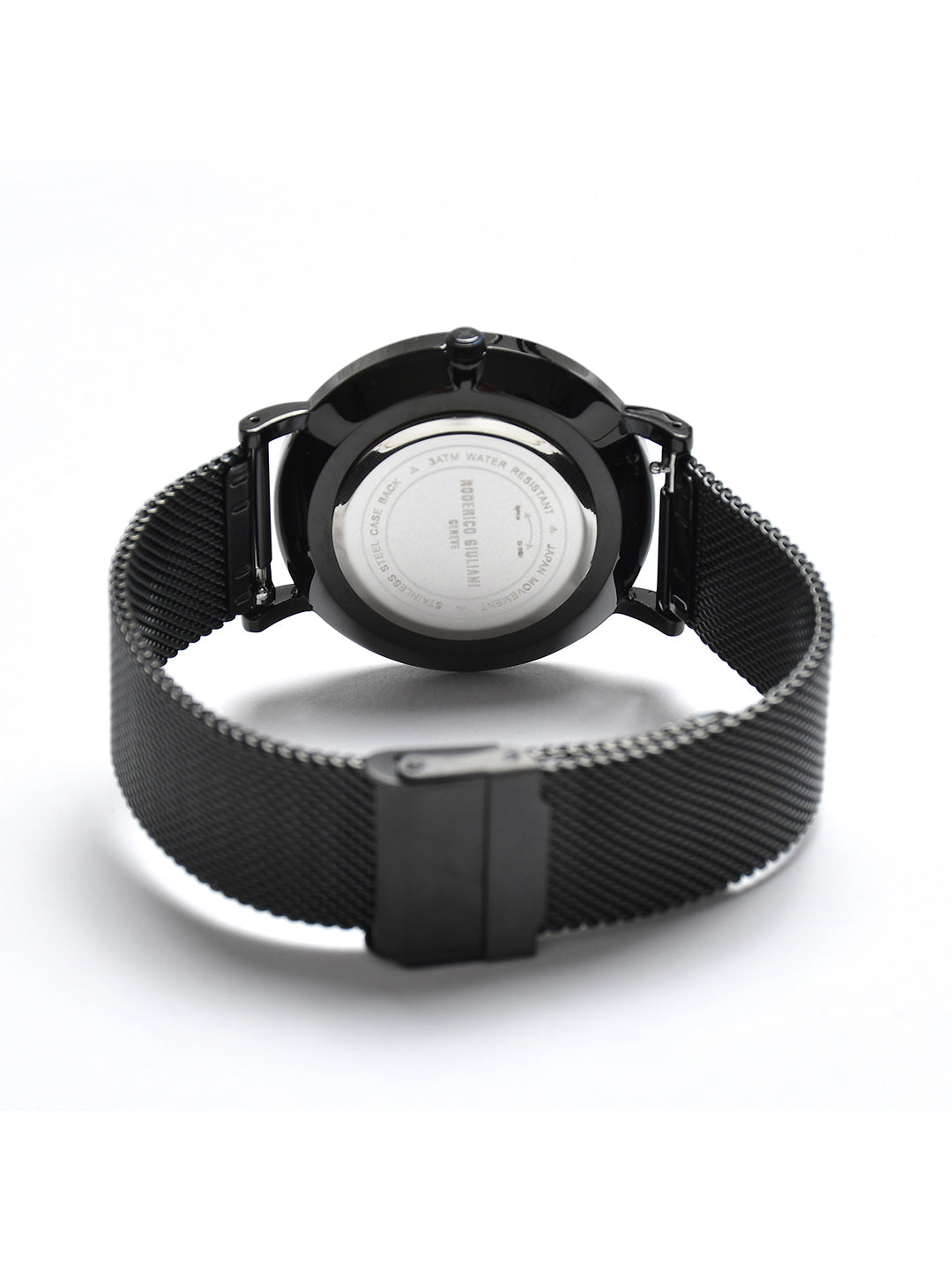 Black Dial Black Mesh Strap Men's Analog Watch