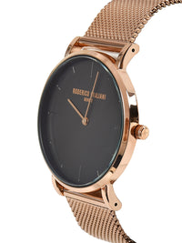 Black Dial Rose Gold Mesh Strap Men's Analog Watch
