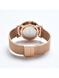 Black Dial Rose Gold Mesh Strap Men's Analog Watch