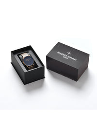 Black Dial Rose Gold Mesh Strap Men's Analog Watch