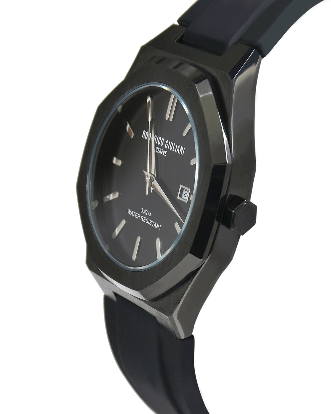 Black Dial Black Case Silicone Strap Men's Analog Watch