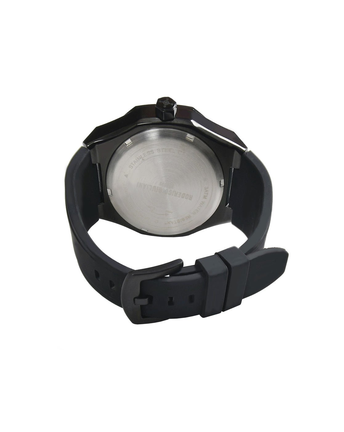 Black Dial Black Case Silicone Strap Men's Analog Watch