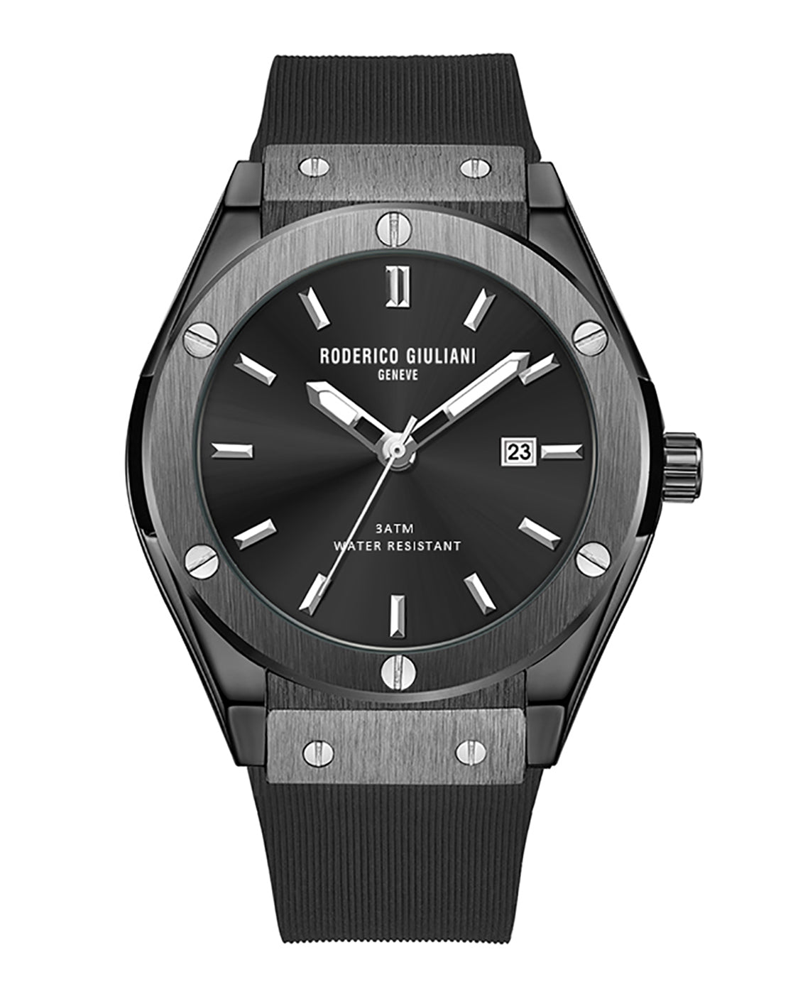 Black Dial Black Case Silicone Strap Men's Analog Watch
