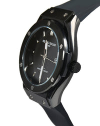 Black Dial Black Case Silicone Strap Men's Analog Watch
