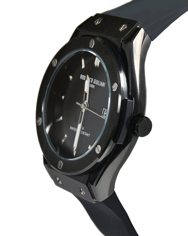 Black Dial Black Case Silicone Strap Men's Analog Watch
