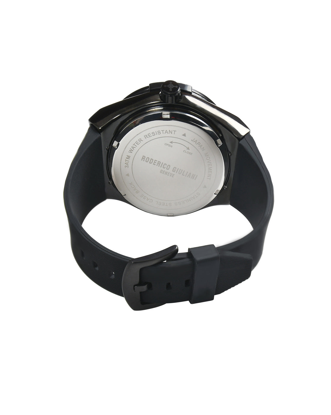 Black Dial Black Case Silicone Strap Men's Analog Watch