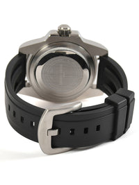 Black Dial Black Bezel Silver Case Silicone Strap Men's Analog Watch