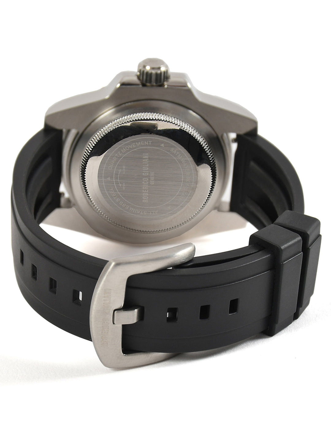 Blue Dial Blue Bezel Silver Case Silicone Strap Men's Analog Watch
