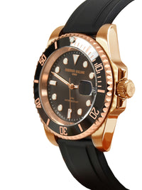 Black Dial Black Bezel Rose Gold Case Silicone Strap Men's Analog Watch