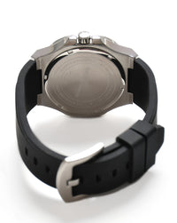 Blue Dial Silver Case Black Silicone Strap Men's Analog Watch