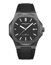 Black Dial Black Case Silicone Strap Men's Analog Watch